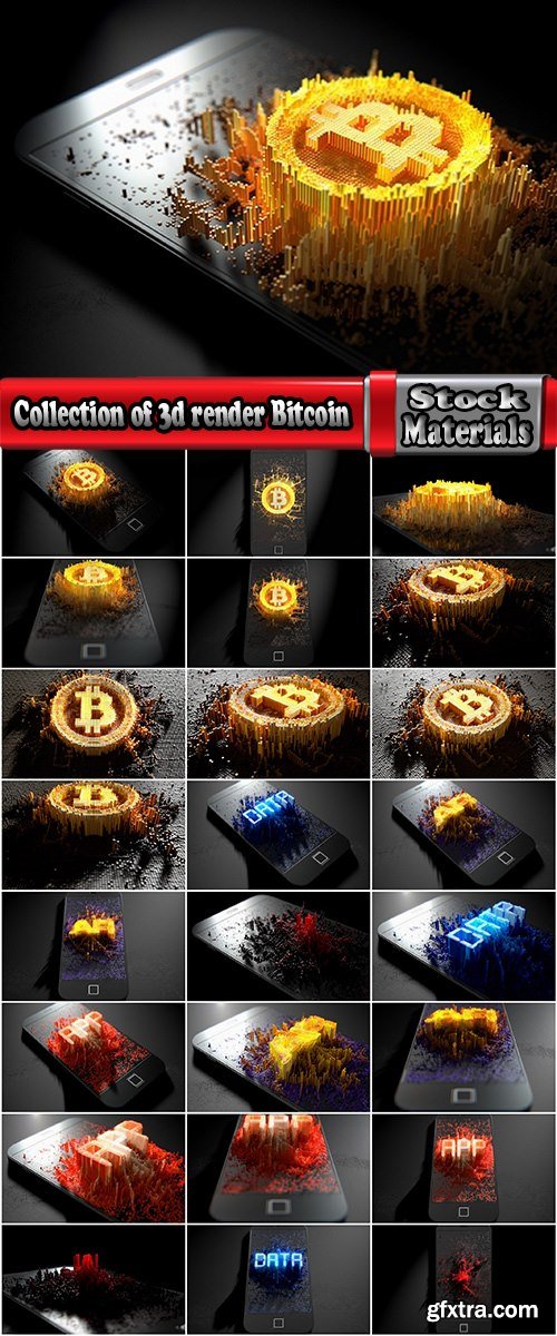 Collection of 3d render Bitcoin electronic payment cryptocurrency 25 HQ Jpeg