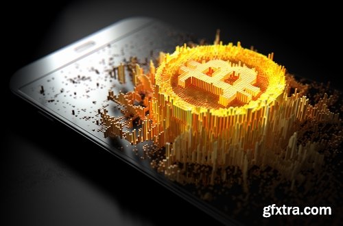 Collection of 3d render Bitcoin electronic payment cryptocurrency 25 HQ Jpeg