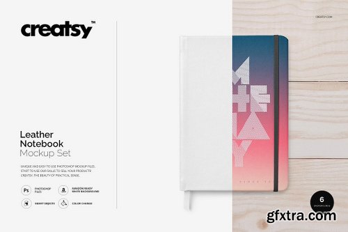 CreativeMarket Leather Notebook Mockup Set 1154270