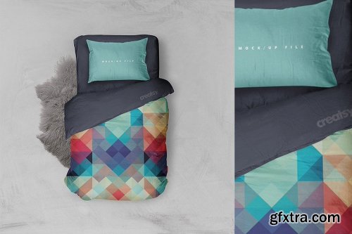 CreativeMarket Single Bed Bedding Mockup 1152524