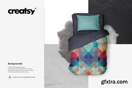 CreativeMarket Single Bed Bedding Mockup 1152524