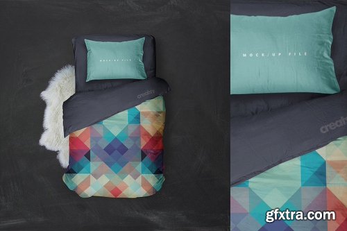 CreativeMarket Single Bed Bedding Mockup 1152524