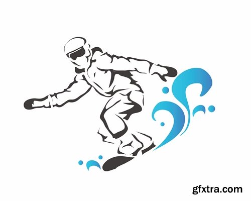 Collection logo sports icon ski snowboard soccer wrestling tennis 25 EPS