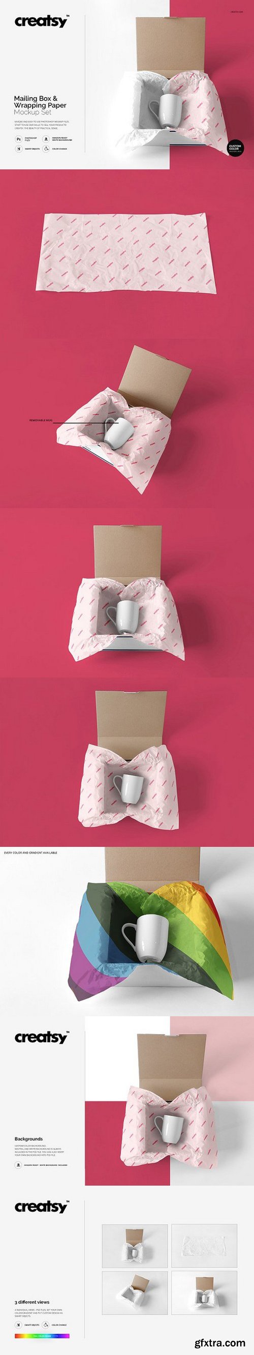 CM - Mailing Box & Wrapping Paper Mockup 1176456
