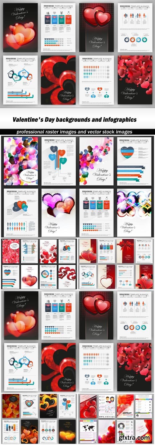 Valentine's Day backgrounds and infographics - 6 EPS