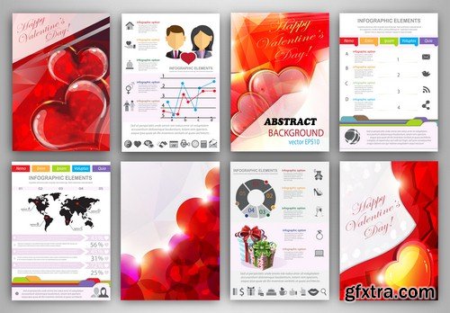 Valentine's Day backgrounds and infographics - 6 EPS