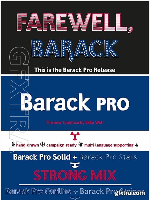 MF - Barack Pro - Webfont and Desktop font- 4 fonts: $30.00