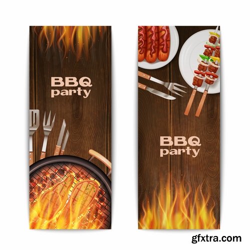 Collection of kebab grill barbecue meat on the grill on a spit roast 25 EPS