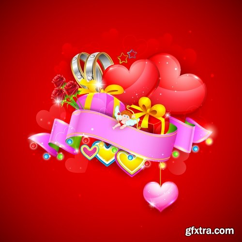 Collection flyer gift card Valentine's Day invitation card vector image 7-25 EPS