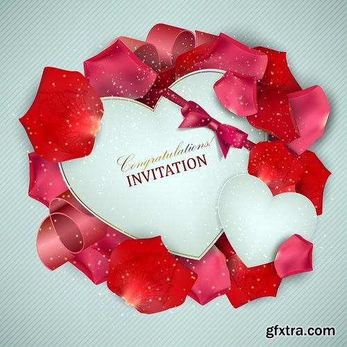 Collection flyer gift card Valentine's Day invitation card vector image 7-25 EPS