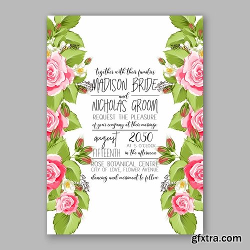 Collection of invitation card for the wedding celebration card with flowers 18 EPS