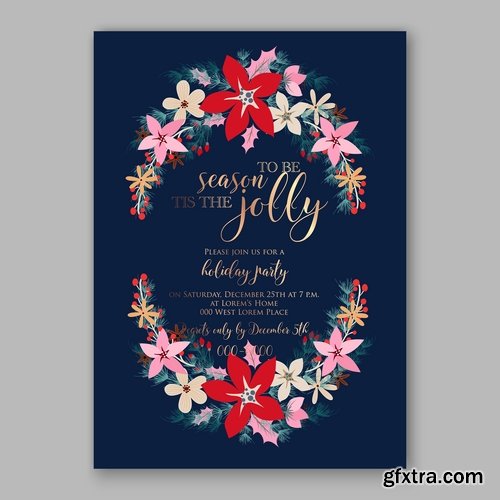 Collection of invitation card for the wedding celebration card with flowers 18 EPS