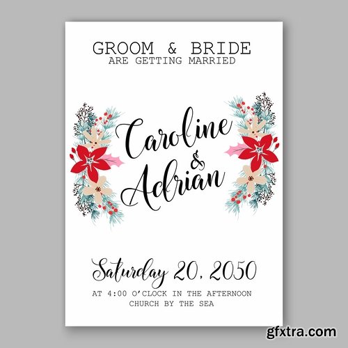 Collection of invitation card for the wedding celebration card with flowers 18 EPS