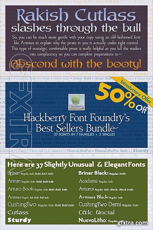 MF - Hackberry Font Foundry’s Best Sellers - 37 fonts: $49.00