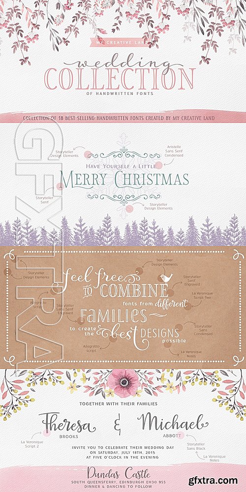 MF - My Creative Land’s Wedding Collection - 18 fonts: $99.00