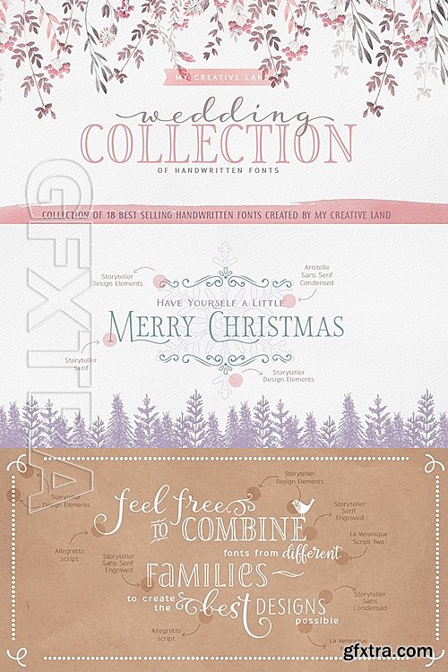 MF - My Creative Land’s Wedding Collection - 18 fonts: $99.00