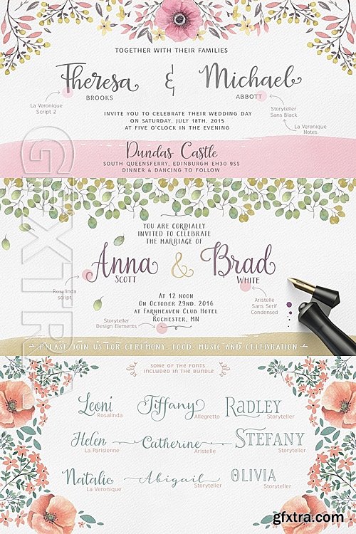 MF - My Creative Land’s Wedding Collection - 18 fonts: $99.00