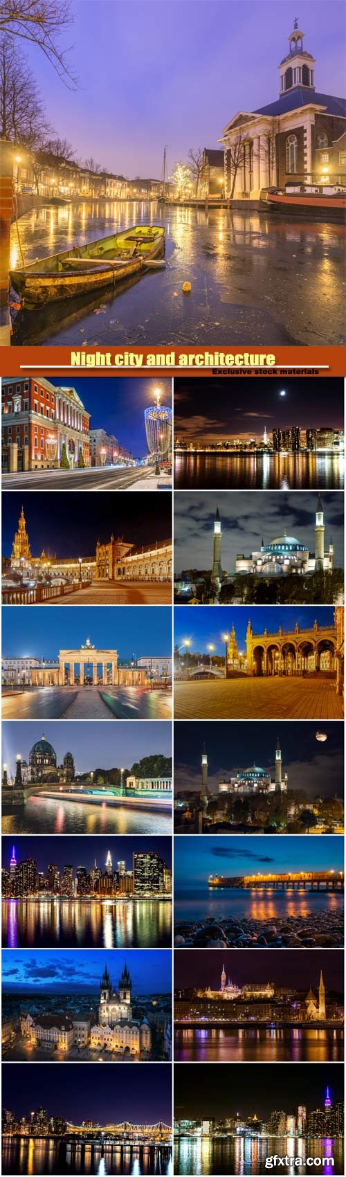 Night city and architecture around the world