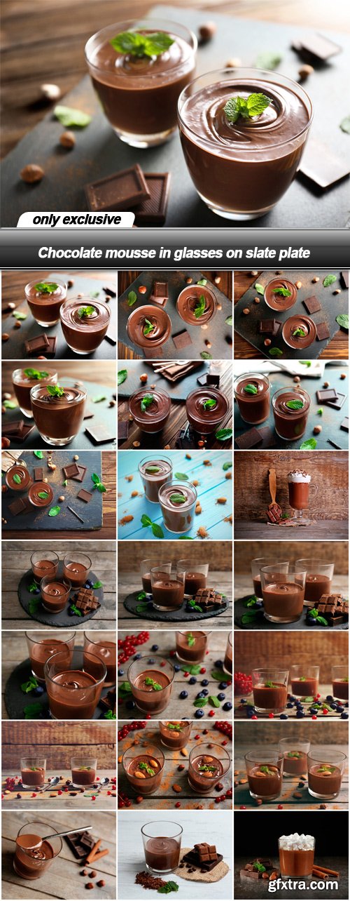 Chocolate mousse in glasses on slate plate - 21 UHQ JPEG