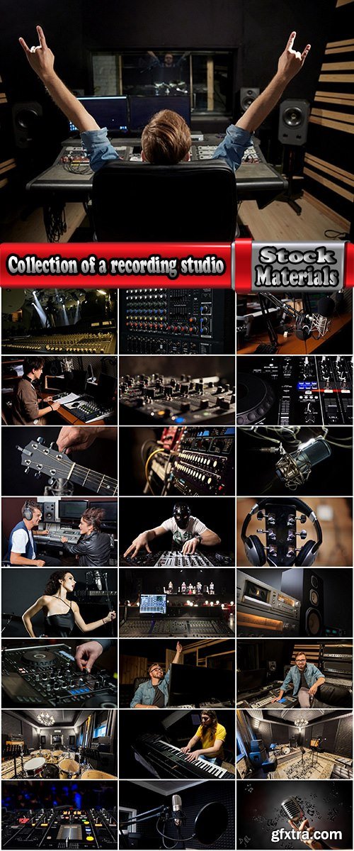 Collection of a recording studio microphone equalizer musical instrument 25 HQ Jpeg