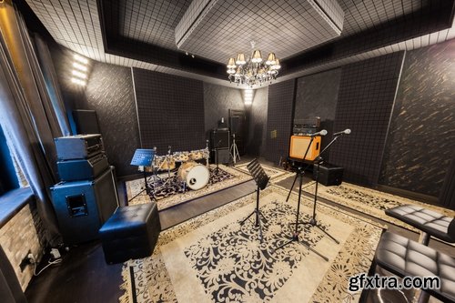 Collection of a recording studio microphone equalizer musical instrument 25 HQ Jpeg