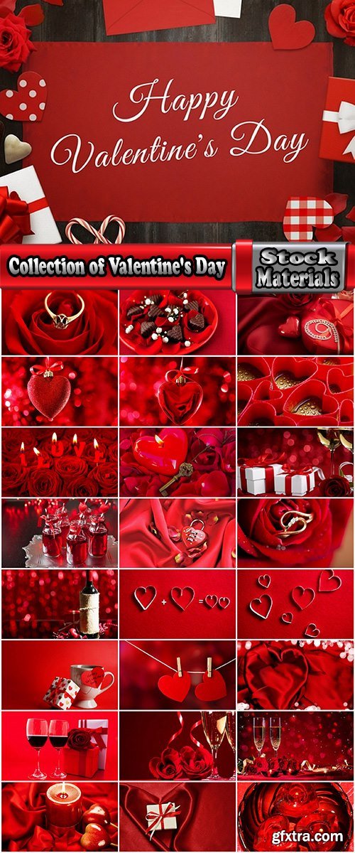 Collection of Valentine's Day gift heart still life illustration holiday 2-25 EPS