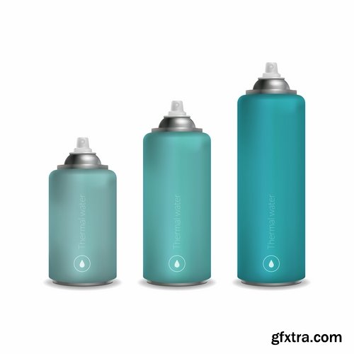 Collection of realistic bottle of deodorant spray bottle packaging mascara 25 EPS