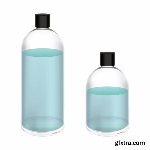 Collection of realistic bottle of deodorant spray bottle packaging mascara 25 EPS