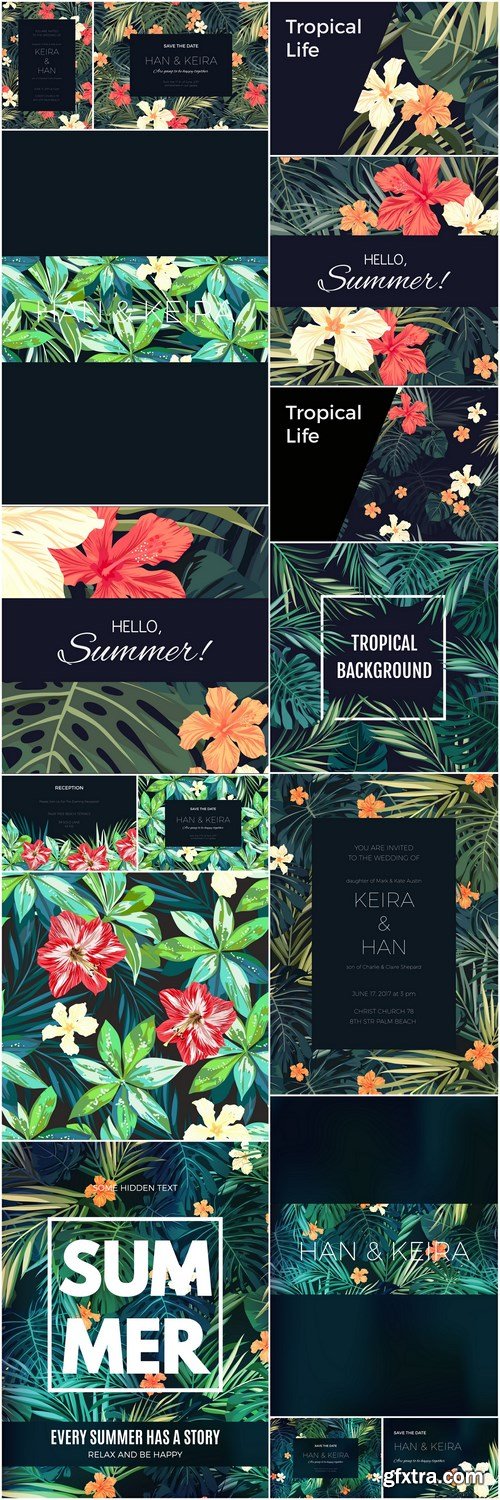 Exotic Tropical Backgrounds - 16 Vector