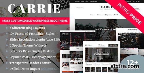 ThemeForest - Carrie v1.0 - Personal & Magazine WordPress Responsive Clean Blog Theme - 18968307