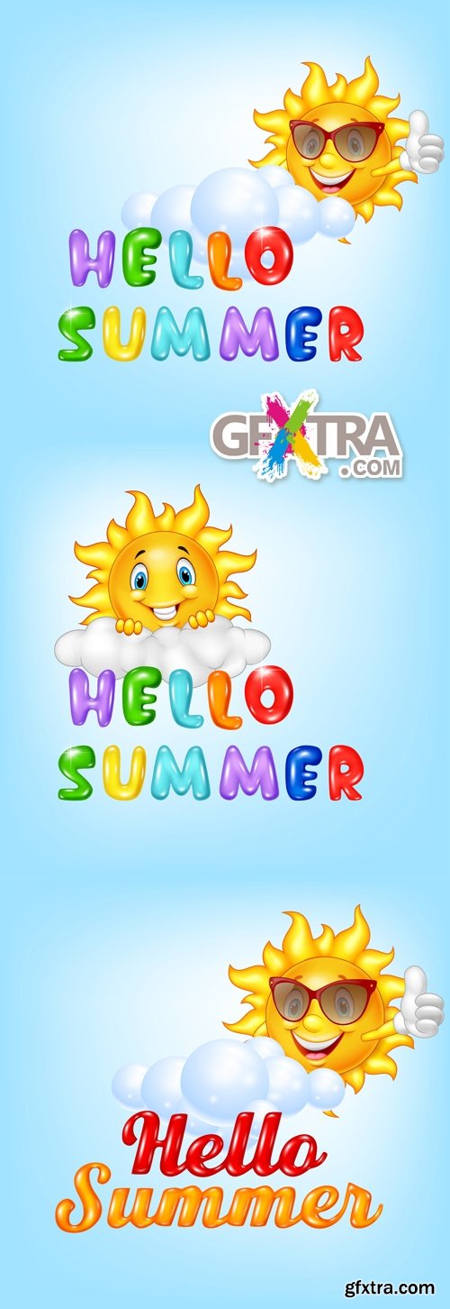 Summer Backgrounds with Sun Vector