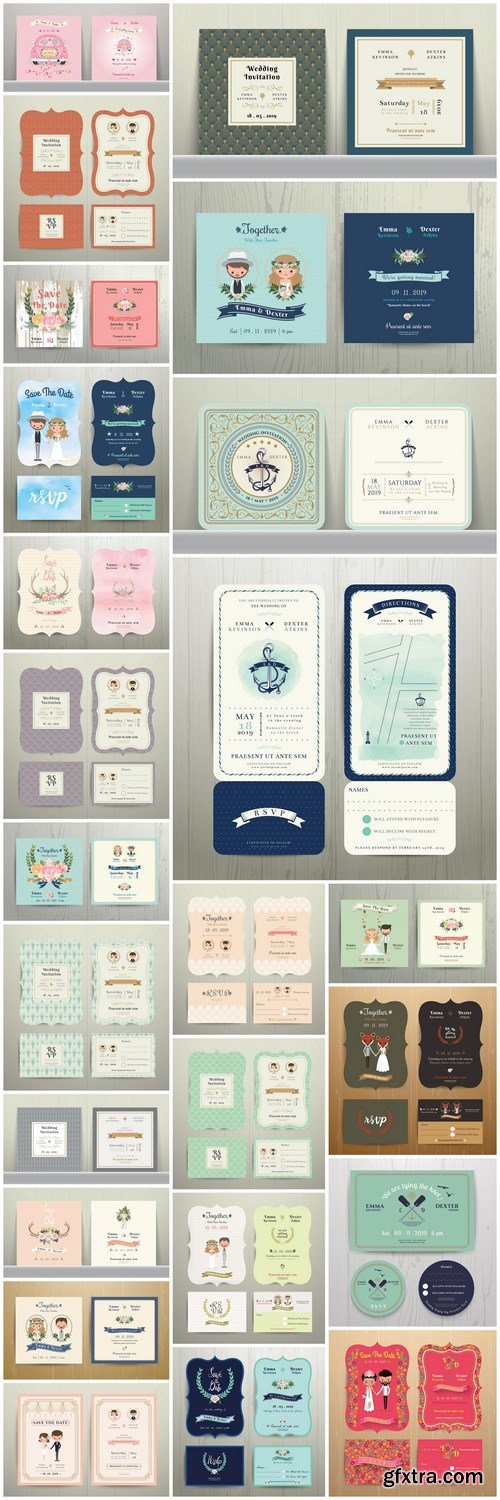 Decotative Invitation Card Collection - 25 Vector