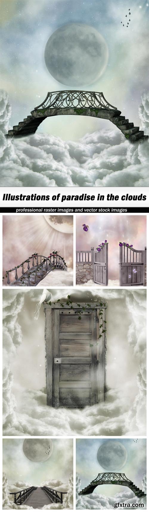 Illustrations of paradise in the clouds - 5 UHQ JPEG