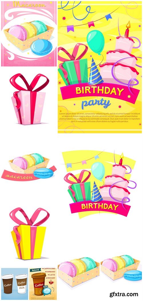 Birthday concept design poster, colorful greeting card 10X EPS