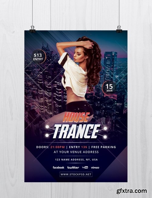 House Trance PSD Flyer Template