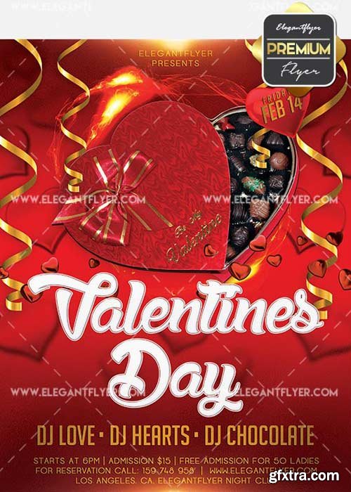 Valentines Day V34 Flyer PSD Template + Facebook Cover