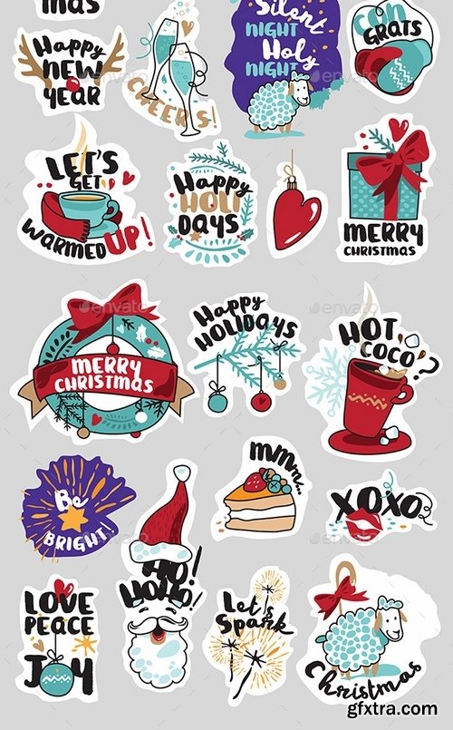 GraphicRiver - Christmas and New Year’s Social Media Stickers 19201154