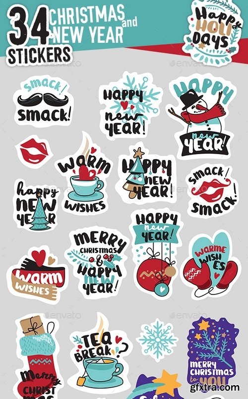 GraphicRiver - Christmas and New Year’s Social Media Stickers 19201154