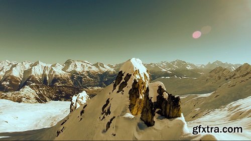 Aerial view of winter landscape snow mountain