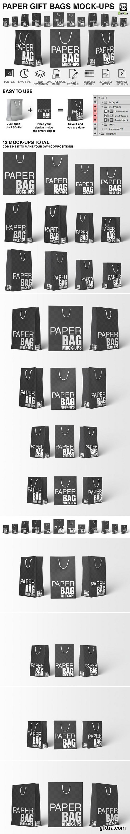 CM - Paper Shopping Bag Mockups Bundle 434905