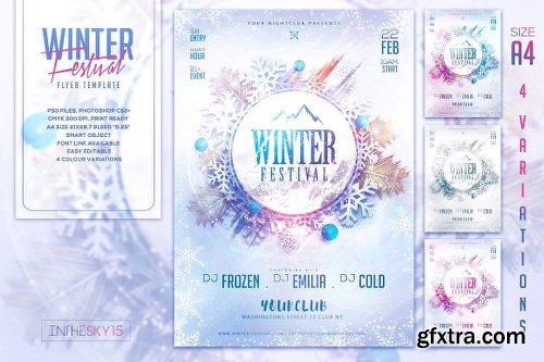 CreativeMarket Winter Festival Flyer Template 1153986