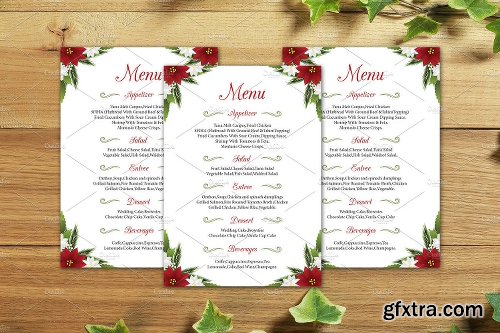 CreativeMarket Floral Wedding Menu Card Template 1112297