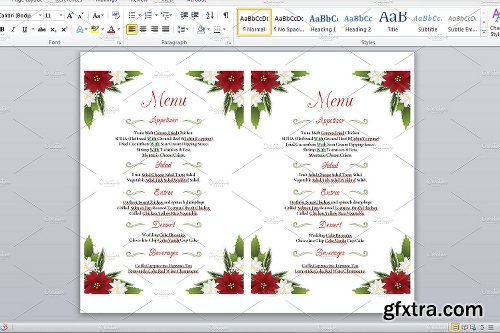 CreativeMarket Floral Wedding Menu Card Template 1112297