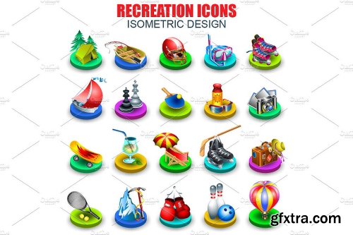 CreativeMarket Recreation Isometric Icons 1154155