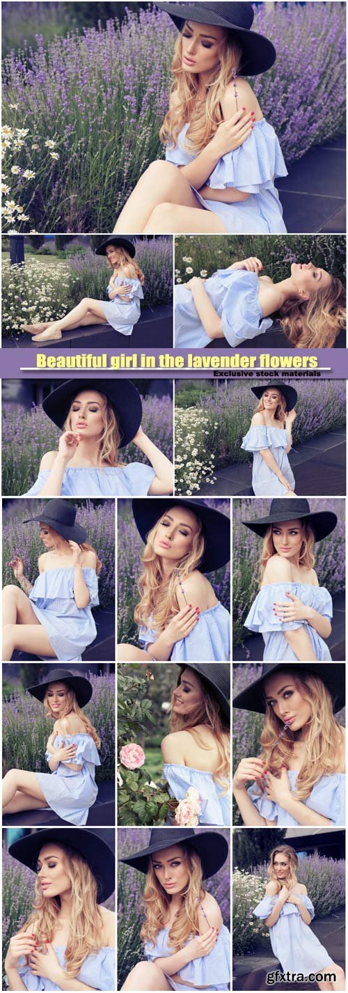 Beautiful girl in the lavender flowers