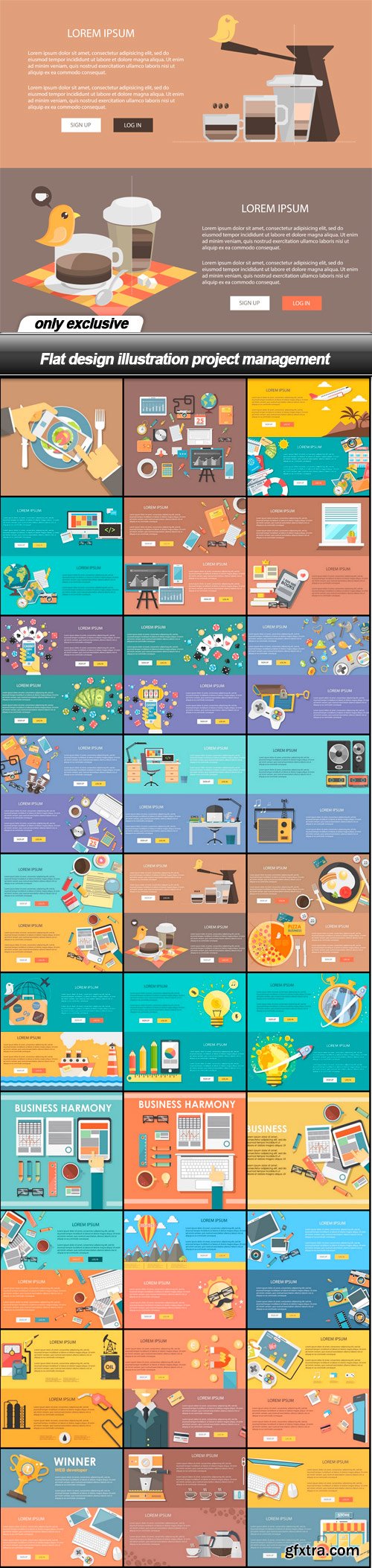 Flat design illustration project management - 30 EPS