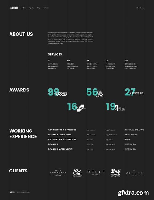 CreativeMarket Darkside — Clean & Minimal Portfolio 1153408