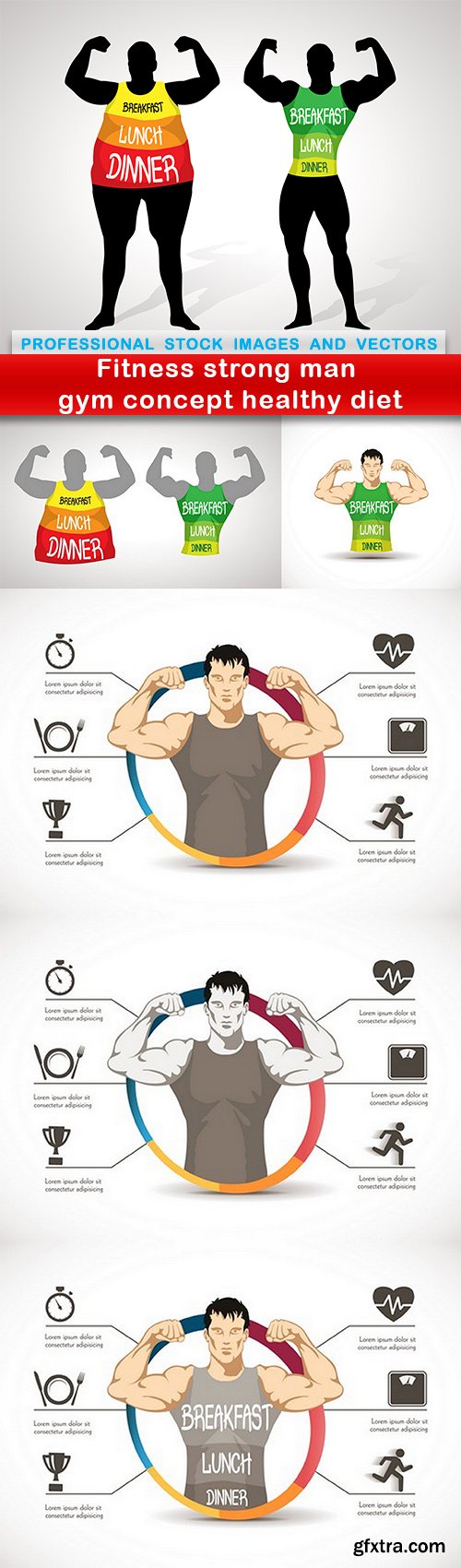 Fitness strong man gym concept healthy diet - 6 EPS