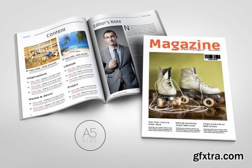 CreativeMarket A5 Magazine Template 37780