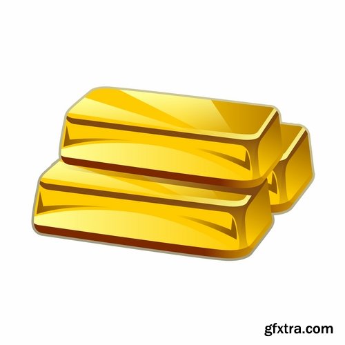 Collection of realistic icon gold picture business calculator money a safety deposit box 25 EPS